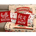 Miniatyrbilde 3 av 4: Julkuddfodral 18 * 18 tum Linnekuddfodral Cover Snöflinga röd Vinter fritidshus Soffa Sovrum Set med 4(JYM212)