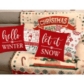 Pikkukuva 3 / 4: Julkuddfodral 18 * 18 tum Linnekuddfodral Cover Snöflinga röd Vinter fritidshus Soffa Sovrum Set med 4(JYM212)