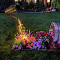 Pikkukuva 3 / 5: Aurinkokennolähdevalot, LED-keijuvalot kastelukannulla ja jalustalla, Star Shower Art Fairy Light terassille nurmikon valo 82cm