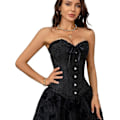 Miniatyrbillede 4 af 6: Korsettoppe til kvinder, Bustier Shapewear Lingeri, Blonderinget Talje Push Up Bodysuit black XL