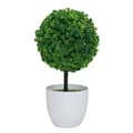 Små konstgjorda blomkrukor i form av en topiary, i vit keramik_tfrf