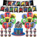 Miniatyrbild 1 av 5: Transformers Tema Födelsedagsfestdekorationer Transformers Dragflikar Tårta Insatser Ballonger Spiralberlocker - Perfekt Set A Set A