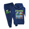 Miniatyrbillede 3 af 5: 2 stk. OFÖRLIGT Børne Hoodie Sweatshirt Bukser Træningsoverall Outfit mørkeblå 130cm