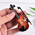 Miniatyrbillede 5 af 5: Minifiol Miniatyrmusikinstrument Træmodel med Supp Brun onesize