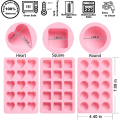 Miniatyrbillede 2 af 5: 3-delt form til slik og chokolade non-stick inklusive hjerteformede, runde, firkantede forme til hårde slik, fudge, is, kager (rosa)