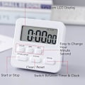 Miniatyrbild 2 av 5: 24-timmars digital kökstimer, stor display, högt alarm, vit