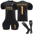 Miniatyrbilde 1 av 2: 2023-2024 Real Madrid bortefotballdrakt for barn nr 1 Courtois 10-11 år 10-11 år