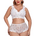 Miniatyrbilde 1 av 3: Dame Plus Size Sexy BH & Truser Nattøy Pyjamas Undertøysett Hvit 4XL 4XL white