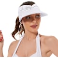 Miniatyrbillede 3 af 7: Solhatte til kvinder UV-beskyttelse Solskærm Bred Skygge Sommerhatte med hestehale White Beige