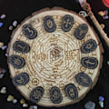 Miniatyrbild 5 av 5: Trä Runor Sten Set Häxor Run Set 14 ST Graverad Rune Symb Svart one size