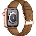 Miniatyrbillede 1 af 5: Apple Watch læderrem, udskiftningsrem i ægte læder til Apple Watch Series 9 8 7 6 5 4 3 2 1 & iWatch SE, Ultra (38 mm 40 mm 41 mm, brun) Brown