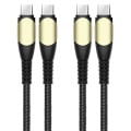 Miniatyrbilde 1 av 4: CQBB 2-pack 60W hurtig USB-C til USB-C-kabel for Samsung Galaxy A33 A34 A32 A54 A53 A52 4G-5G A52s - Heavy Duty Nylon 1M Svart