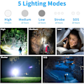 Miniatyrbillede 4 af 5: LED-lommelygter genopladelige høje lumen, 90.000 lumen superlyse taktiske lommelygter, vandtætte