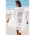Miniatyrbillede 4 af 5: Dame Frans Lang Kimono Cardigan Strand Badedragt Bikini Cover Up