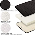 Miniatyrbillede 2 af 5: Badeværelsesmåtte i memory foam, skridsikker, absorberende, superhyggelig, fløjlsblød, supervandabsorberende, tyk, sort Svart Black Black 17 X 24 inches
