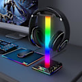 Miniatyrbild 1 av 5: RGB Gaming Hörlursställ med USB-port, Touch-kontrollremsa, Ljus, Skrivbords-Gaming Headset Hållare, Hängare