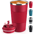 Miniatyrbild 1 av 5: Kaffemugg 17oz - Isolerad kafferesemugg Spillsäker med läckagesäkert lock Vakuum termos kaffetumlare i rostfritt stål