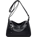 Miniatyrbild 1 av 4: Läder crossbody-väska, mjuk damväska med flera fickor szq