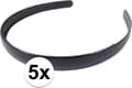 5x Svarta hårband/diadem för kvinnor 1,5 cm breda