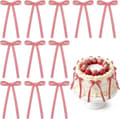 30 st röda gingham-tårtrosetter 7,4 x 14,5 cm förknutna polyesterbandrosetter för dekoration av cupcakes, födelsedagar, bröllop och babyshowers