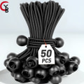 Miniatyrbillede 2 af 7: 50 stk. Bungee-bolde, sort ledning til baldakinpresenning, UV-bestandig, med elastisk snor til baldakin, presenning, stropper, telt, stænger og ledninger BLACK WHITE(20CM)