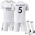 Miniatyrbilde 1 av 2: 2025-2026 Real Madrid Hjemme Barn Voksen Fotballdrakt Nr. 5 Bellingham NO.5 16