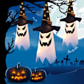Pikkukuva 1 / 4: Ulkoilma Halloween-haamuvalot, riippuva haamu noitakypärällä puutarhakoristeluun Haamu noitahattu - 3 kpl Spökhäxa hatt – 3 st Spökhäxa hatt \u2013 3 st