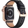 Miniatyrbild 1 av 5: Apple Watch läderarmband, ersättningsarmband i äkta läder för Apple Watch Series 9 8 7 6 5 4 3 2 1 & iWatch SE, Ultra (38 mm 40 mm 41 mm, svart) Black