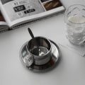 Miniatyrbillede 5 af 5: Kaffe Kop Dobbelt Lag Varmebestandig Kaffe Kop Sæt Rustfrit Stål Sølv A1