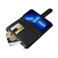 Miniatyrbillede 5 af 5: Etui til iPhone 13 Pro Max Læder Flip Folio Etui med Kreditkortholder Pengepung Magnetiske Knapper Etui Kickstand Stødsikkert Pr Sort A