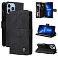 Miniatyrbillede 1 af 5: Etui til iPhone 13 Pro Max Læder Flip Folio Etui med Kreditkortholder Pengepung Magnetiske Knapper Etui Kickstand Stødsikkert Pr Sort A