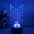 Miniatyrbillede 1 af 5: Qinwei 3d LED-natlampe BTS Singer Youth League 3d Illusion-lampe Fjernbetjening til fans Soveværelse Indretning --- Stil B2black Seat null none