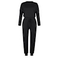 Miniatyrbild 2 av 3: Kvinnor Casual Enkla Kläder T-shirt Toppar + Dragsko Elastisk Midja Jogging Träningsbyxor Byxor Loungewear Set Svart M Black M