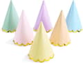 24 partyhattar - pastellfärger - 16 cm - födelsedag