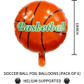 Miniatyrbillede 2 af 5: Basketball balloner, basketball fest dekorationer, 18 tommer, folie sports balloner, 6-pakke, basketball fødselsdag dekorationer
