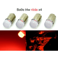 Miniatyrbild 1 av 6: BA9S röd 4-pack rundstrålande t4w led med 1st fluxled chip Röd