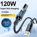Miniatyrbild 1 av 7: Snabbladdningskabel 2meter PD 120w USB-A to Type C + display. Silver