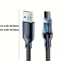 Miniatyrbild 6 av 7: Snabbladdningskabel 2 meter PD 120W USB-A to Type C med display Silver