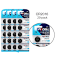 Miniatyrbild 1 av 3: CR2016 20-pack Lithium batterier CR 2016 3V PKCell batteri Metall utseende