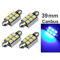 Miniatyrbild 1 av 6: Spollampa 39mm blå Canbus Led 5050SMD 4-pack C5W SV8.5 Blå