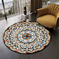 Miniatyrbillede 1 af 7: Rundt Gulvtæppe Mandala Tæpper til Soveværelse Badeværelse Vaskbart Skridsikkert Cirkel Gulvmåtter Chic Bohemian Hjem Decor Tæpper - Stil 4 100*100cm