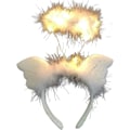 Miniatyrbilde 1 av 6: Fjær LED-lys hvit fluffy hodeplagg, engelvinger pannebånd, L