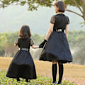 Pikkukuva 4 / 5: Halloween cosplay musta mesh-noita cosplay vanhempi-lapsi meikki p