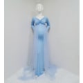 Miniatyrbillede 1 af 3: Elegant Maternity Kjole Til Gravide - Slank Pasform Med Lang Hals