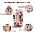 Miniatyrbilde 2 av 6: Japanske Gatebutikk-Klosser, Mini DIY Byggeklosser Modell Byggeleke (Kimonobutikk)