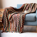 Miniatyrbillede 4 af 8: Varmt, blødt og behageligt boheme-sofatæppe med kvast red 130*200CM