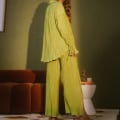 Miniatyrbilde 3 av 5: Kvinners Casual Outfits Set 2 Piece Plissert Lang Ermet Løs Passform