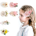Miniatyrbild 1 av 6: 6 st set med hårklämmor för flickor, konstgjorda blommor