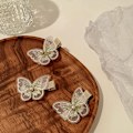 Miniatyrbilde 3 av 5: 2 stk. Chic hvite sommerfuglperle hårklips spenne kvinner bryllup
