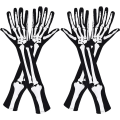 Miniatyrbild 1 av 5: 2 par skeletthandskar Dödskallehandskar Lång arm Hel fingerhandskar